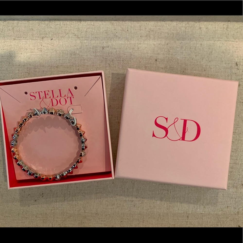 Stella & Dot Silver and Rose Gold Rebel Stacking Bracelet